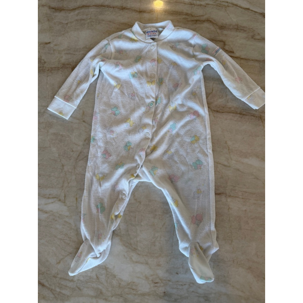 Vintage Baby Absorba Footies baby sleeper 12-18 Months White Multicolor